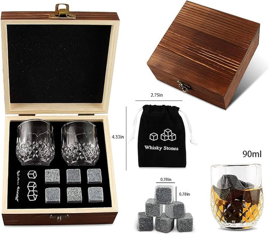 JUEGO DE VASOS WHISKY CON PIEDRAS LUJO